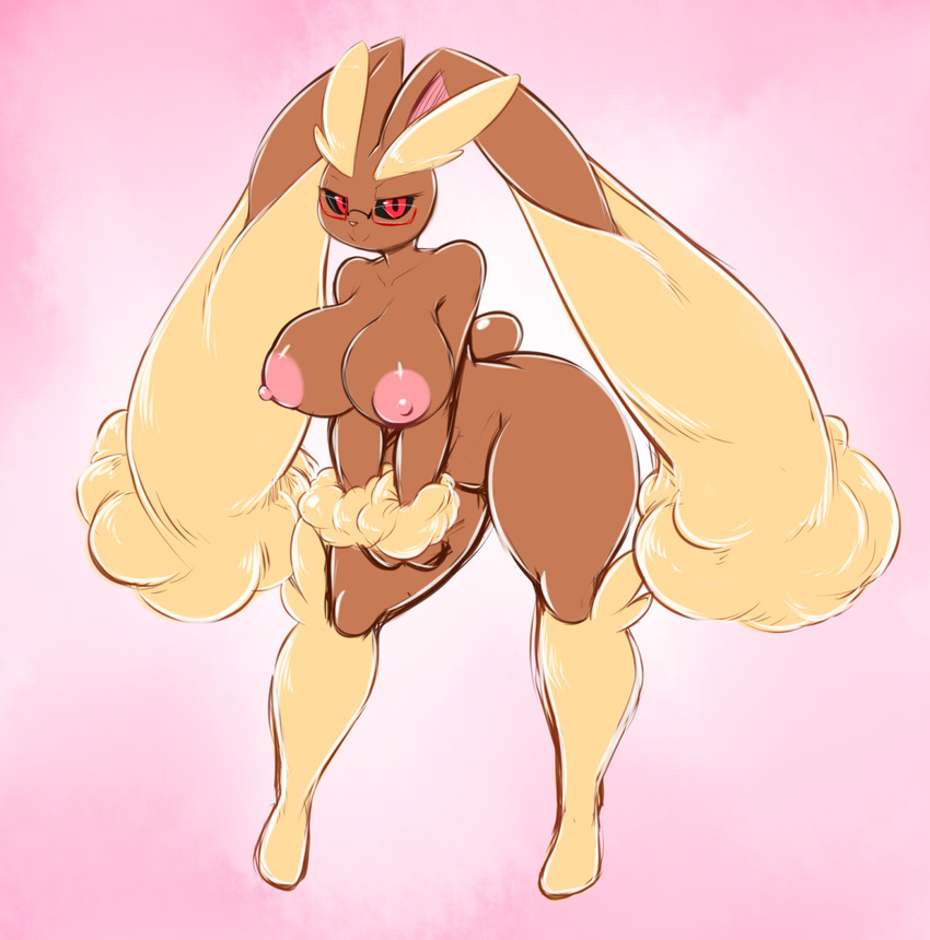 averyshadydolphin big_breasts big_butt breasts butt eyewear female glasses hair hi_res looking_at_viewer lopunny nintendo pok&eacute;mon solo video_games wide_hips