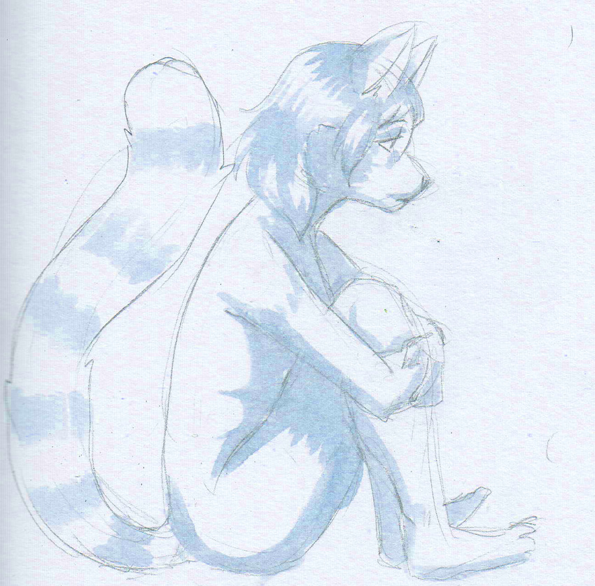 ethriol humanoid_feet male mammal monochrome nude red_panda sketch tongue tongue_out traditional_media_(artwork)