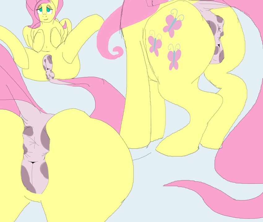 animal_genitalia animal_pussy anus big_butt blue_eyes butt cutie_mark equine equine_pussy feathered_wings feathers feral fluttershy_(mlp) friendship_is_magic fur hair mammal marshmallowvinyl mottled_genitals my_little_pony pink_hair pink_pussy puffy_anus pussy solo wings yellow_fur