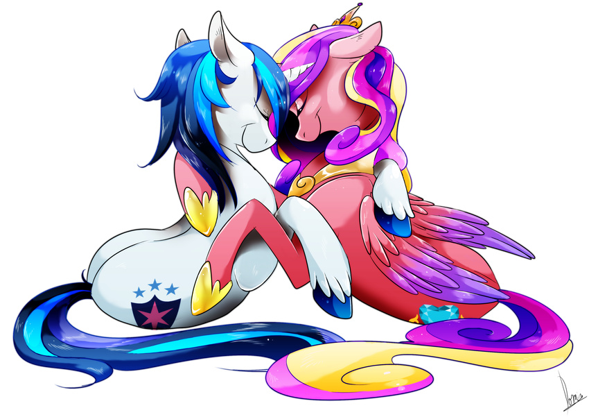 2016 alpha_channel dormin-kanna duo equine female friendship_is_magic horn husband_and_wife male mammal my_little_pony princess_cadance_(mlp) shining_armor_(mlp) unicorn winged_unicorn wings
