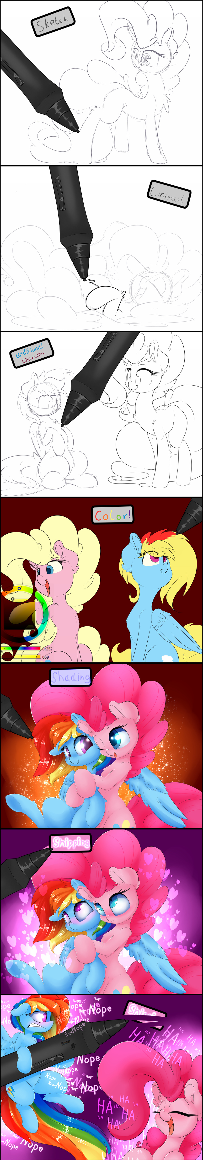 &lt;3 2016 blush breaking_the_fourth_wall comic drawing duo equine female friendship_is_magic horse madacon mammal my_little_pony pegasus pinkie_pie_(mlp) pony rainbow_dash_(mlp) sketch stylus wings