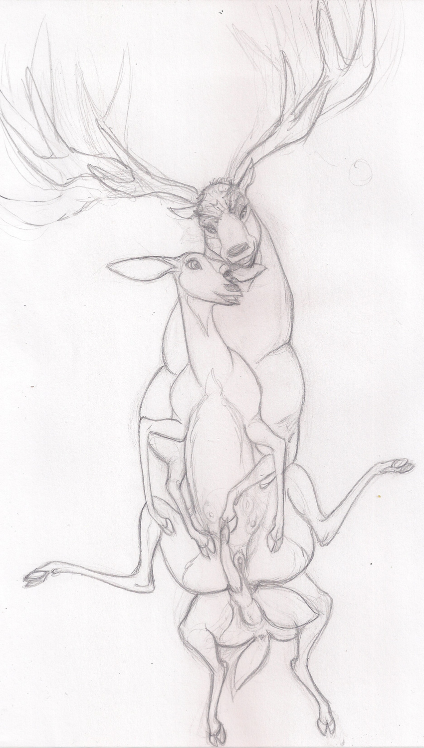 animal_genitalia antlers cervine deer female giselle heat_(disambiguation) horn ian invalid_tag male mammal open_season pencil_(disambiguation) queensmate sex sketch sony supine