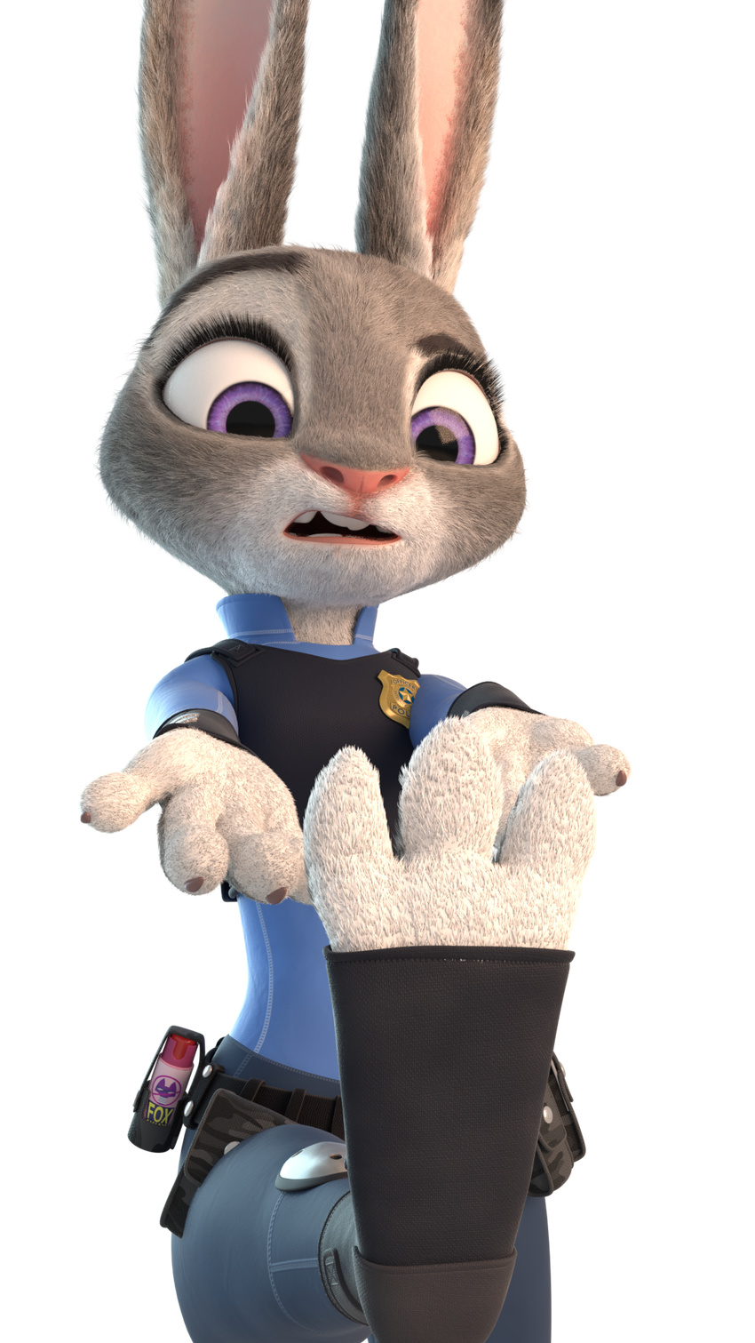 clothing confusion disney female foot_focus fur grey_fur judy_hopps lagomorph leaning_backwards mammal open_mouth police police_uniform purple_eyes rabbit sasha_acoiners solo splatypi uniform zootopia