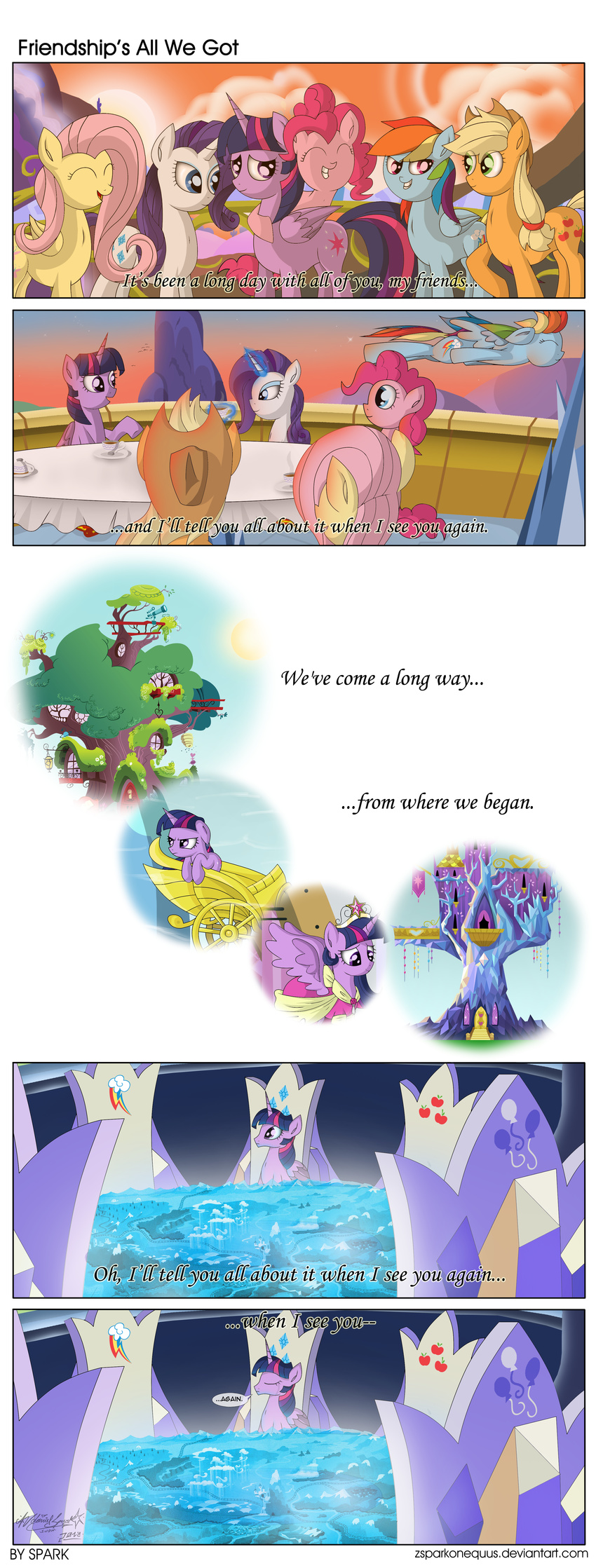 2015 absurd_res applejack_(mlp) blonde_hair blue_eyes blue_feathers blue_fur blue_hair castle chair cloud comic cowboy_hat crystal cutie_mark earth_pony english_text equine feathered_wings feathers female feral fluttershy_(mlp) friendship_is_magic fur green_eyes group hair hat hi_res horn horse mammal multicolored_hair multicolored_tail my_little_pony orange_fur pegasus pink_fur pink_hair pinkie_pie_(mlp) pony purple_eyes purple_fur purple_hair rainbow_dash_(mlp) rainbow_hair rainbow_tail rarity_(mlp) sky smile text twilight_sparkle_(mlp) two_tone_hair unicorn white_fur winged_unicorn wings yellow_fur zsparkonequus