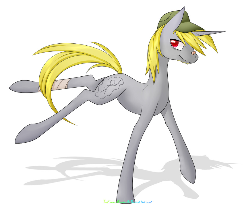 alpha_channel alphaaquilae bandage blonde_hair cutie_mark equine fan_character hair hat hooves horn mammal my_little_pony red_eyes simple_background smile solo stickfigure transparent_background unicorn