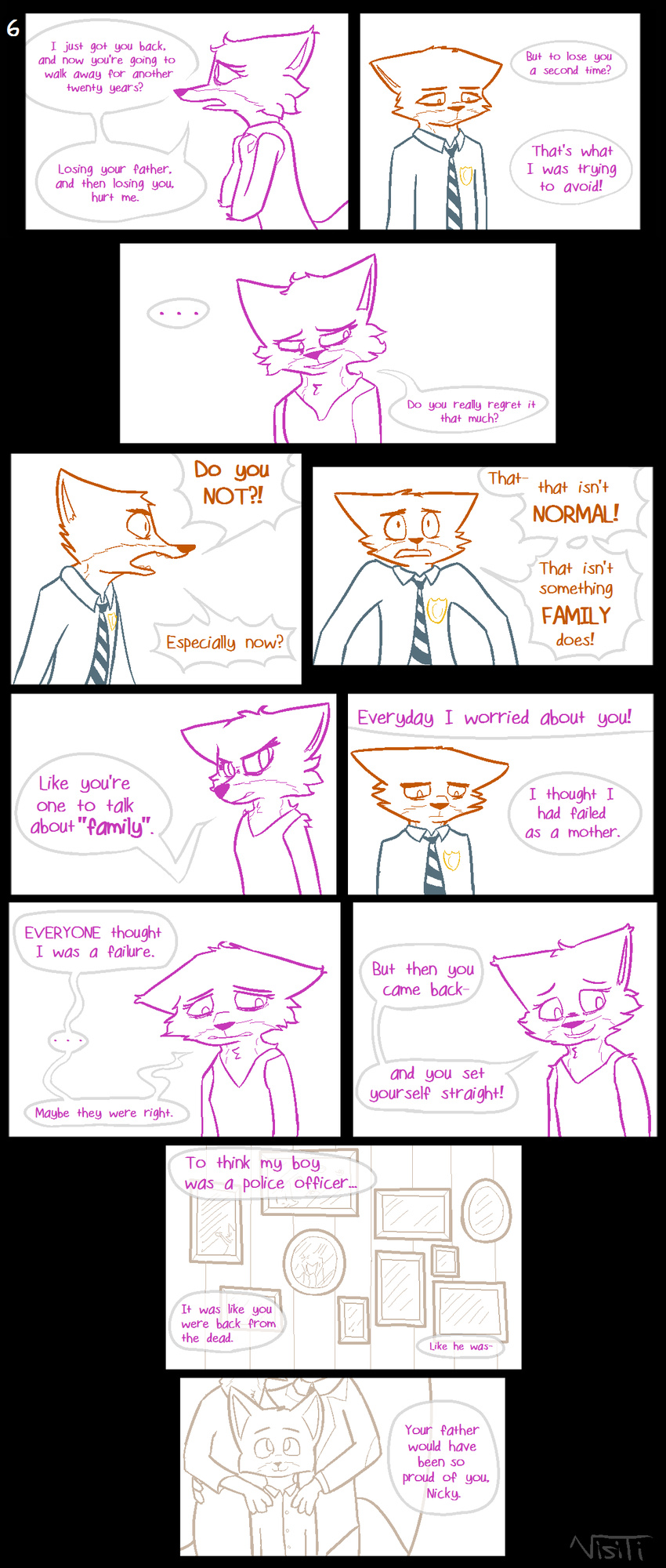 2016 anthro canine comic dialogue disney duo female fox fur male mammal mrs_wilde nick_wilde simple_background visiti zootopia