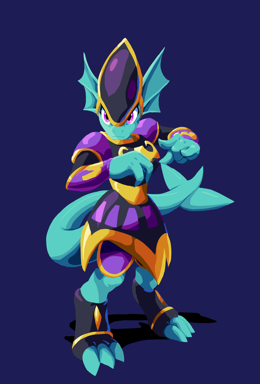 2016 anthro armor dragon female freedom_planet freedom_planet_2 goshaag merga purple_background simple_background solo video_games