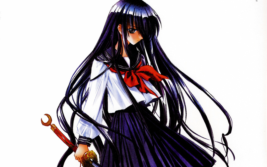 azuma_hazuki long_hair seifuku sword white yami_to_boushi_to_hon_no_tabibito