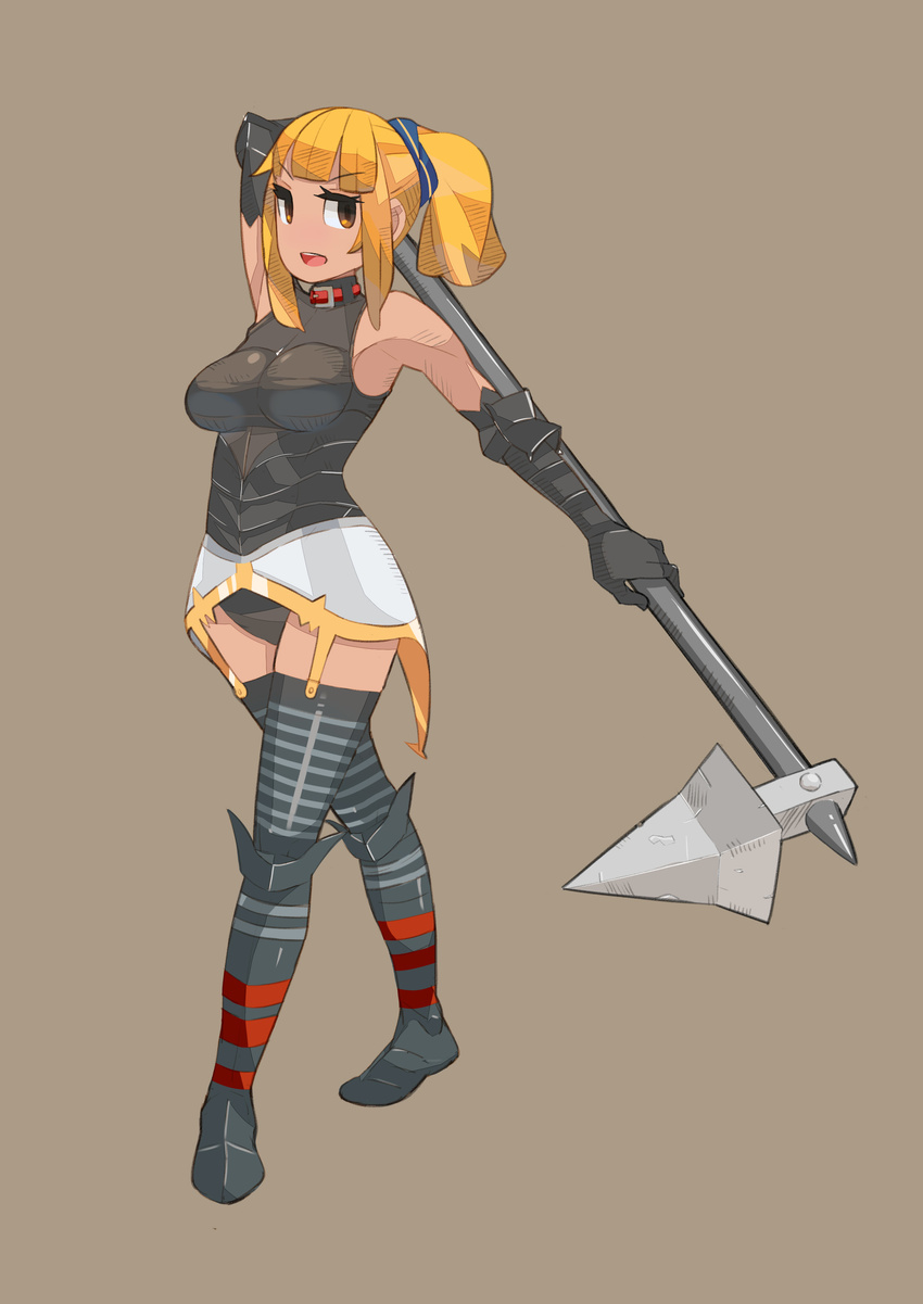 absurdres agrias_oaks blonde_hair breasts brown_eyes class_change fgz final_fantasy final_fantasy_tactics gloves highres large_breasts long_hair solo thighhighs vagrant_story weapon