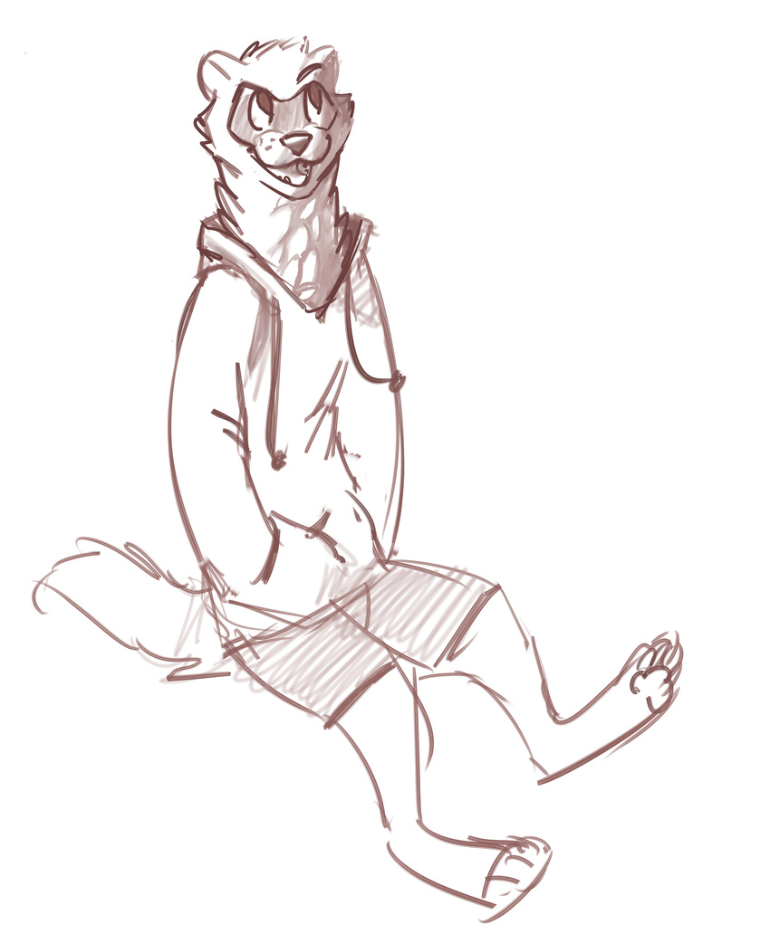 anthro clothed clothing dumi ferret fur male mammal mustelid open_mouth sammy73 smile solo tongue