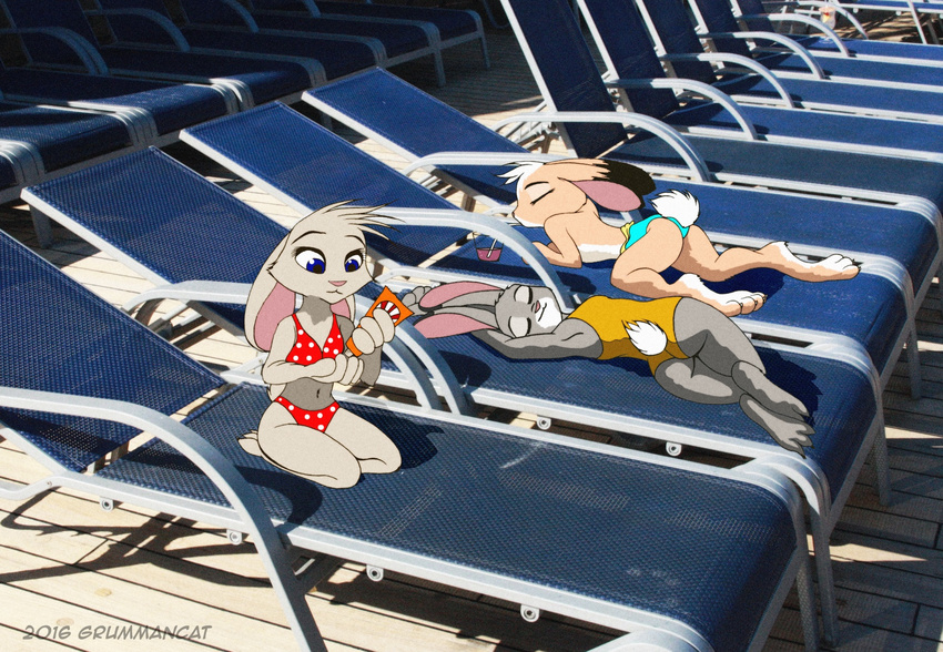 anthro bikini clothing cruise_ship digital_media_(artwork) disney fan_character grummancat inter_schminter jackie_hopps_(grummancat) jill_hopps lagomorph mammal rabbit sun_bathing swimsuit zootopia