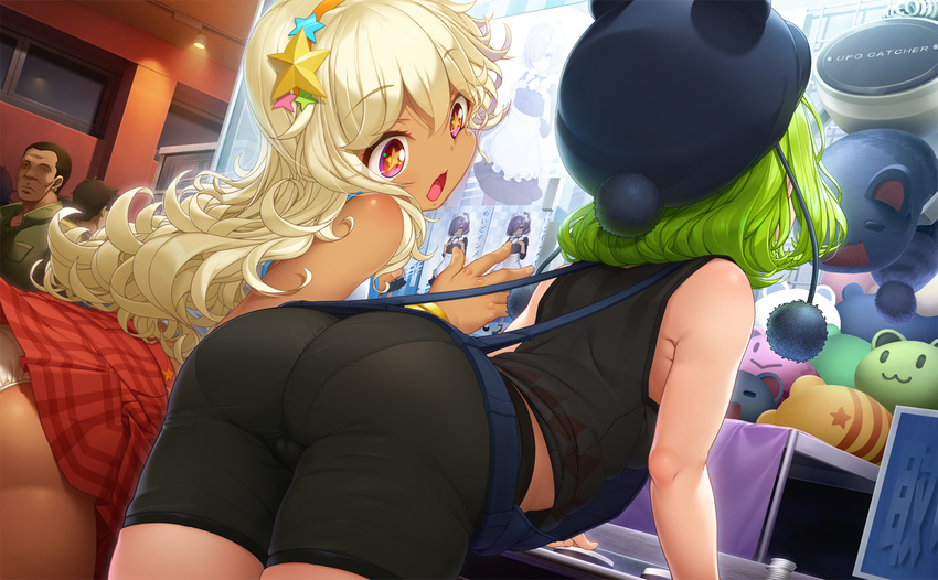 ass bike_shorts blonde_hair cameltoe hat kirin_kakeru see_through shorts tagme underwear upskirt