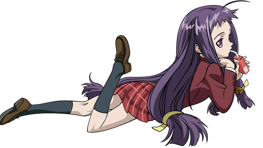 absurdres ayase_yue full_body highres mahou_sensei_negima! negativezero non-web_source plaid plaid_skirt skirt solo transparent_background vector_trace