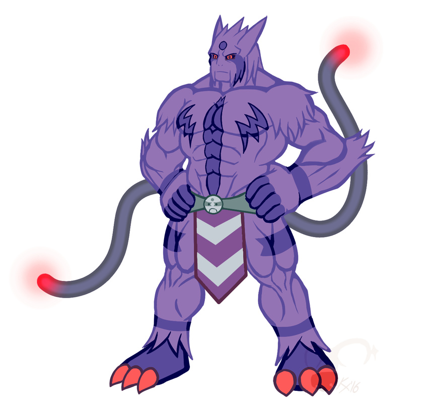 2016 2_tails abs anthro beard belt biceps big_hands big_muscles clothed clothing electivire facial_hair gengar ghost hybrid kingdomheartskeeper kingdomxathers loincloth male multi_tail muscular muscular_male nintendo pecs pok&eacute;mon pok&eacute;morph red_eyes solo spirit video_games