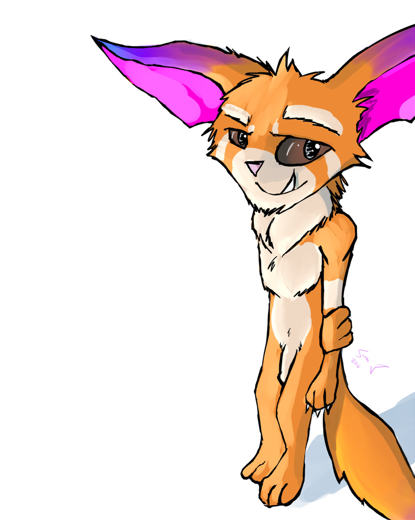 2016 3_fingers 3_toes aged_up anthro big_ears big_eyes big_head big_tail blue_fur brown_eyes cheek_tuft chest_tuft chin_tuft claws colored cute digital_drawing_(artwork) digital_media_(artwork) eyebrows fangs flaccid fluffy fluffy_ears fluffy_tail front_view full-length_portrait fur gnar_(lol) hand_behind_back head_tuft hi_res humanoid_penis inner_ear_fluff league_of_legends light long_tail looking_at_viewer male mammal multicolored_fur navel neck_tuft nude orange_fur penis pibes pink_fur pink_nose pinup portrait pose purple_fur riot_games scarefish shaded shadow signature simple_background slim small_male smile solo standing tan_fur tan_markings toes tuft uncut video_games white_background white_claws yordle