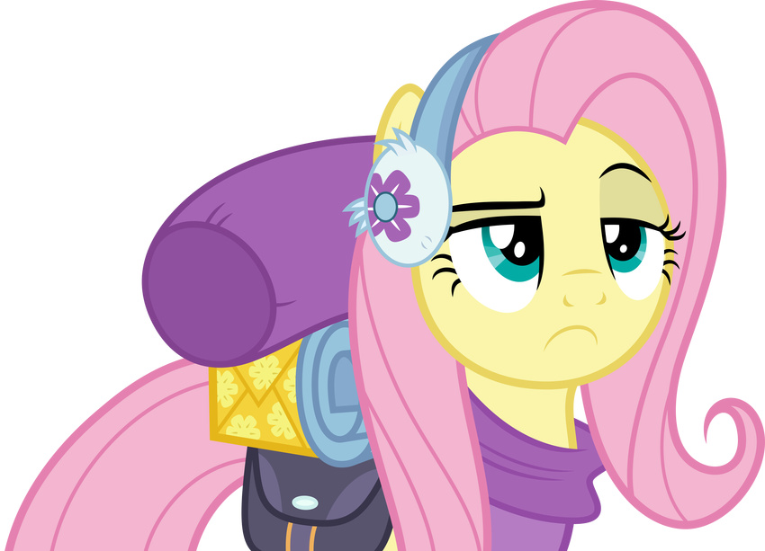 2016 absurd_res alpha_channel bags clothing dashiesparkle earmuffs equine eye_brow female fluttershy_(mlp) friendship_is_magic hi_res horn mammal my_little_pony raised_eyebrow scarf simple_background solo transparent_background unamused unicorn vector winter_outfit