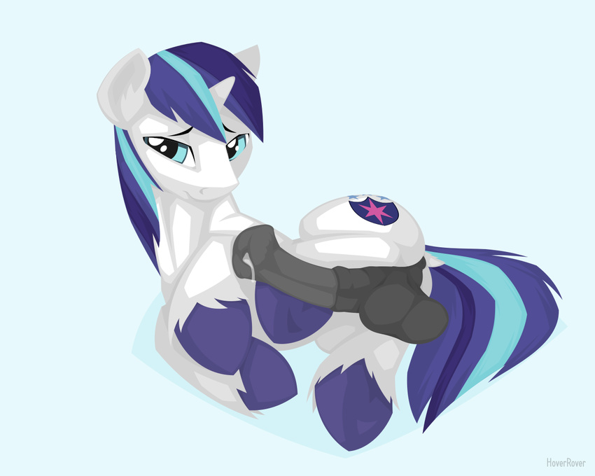 animal_genitalia animal_penis anus balls black_anus black_balls blue_hair cutie_mark equine equine_penis erection feral friendship_is_magic fur grey_penis hair hi_res hooves horn hoverrover male mammal multicolored_hair my_little_pony penis precum shining_armor_(mlp) simple_background solo two_tone_hair unicorn white_fur