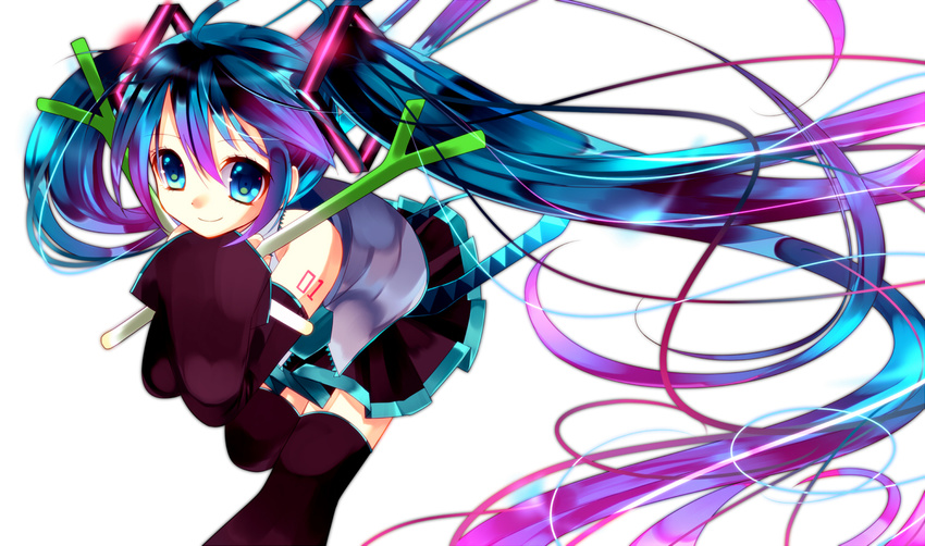 bad_id bad_pixiv_id blue_eyes blue_hair detached_sleeves hatsune_miku ke- long_hair smile solo spring_onion thighhighs twintails very_long_hair vocaloid
