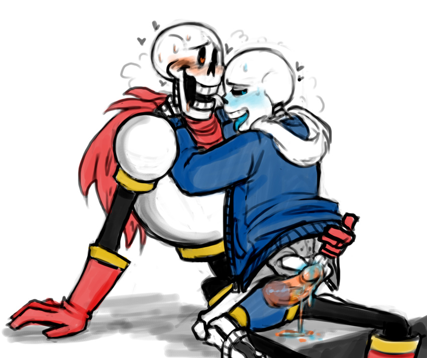 &lt;3 &lt;3_eyes after_sex animated_skeleton blush bone clothed clothed_sex clothing cum fontcest incest magic_penis male male/male panting papyrus_(undertale) penis sans_(undertale) sex skeleton tongue tongue_out undead undertale unknown_artist video_games