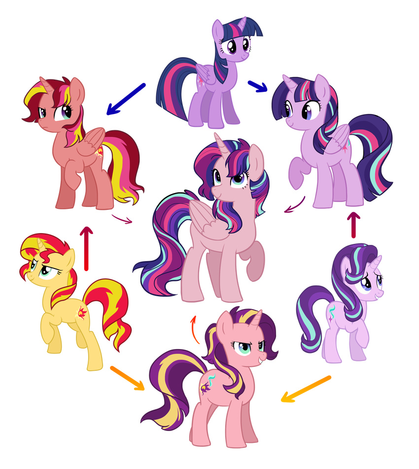 cutie_mark equestria_girls equine feathered_wings feathers female feral friendship_is_magic fur group hair hexafusion horn horse kilala97 long_hair mammal multicolored_hair my_little_pony pony purple_eyes purple_fur purple_hair starlight_glimmer_(mlp) sunset_shimmer_(eg) twilight_sparkle_(mlp) two_tone_hair unicorn winged_unicorn wings