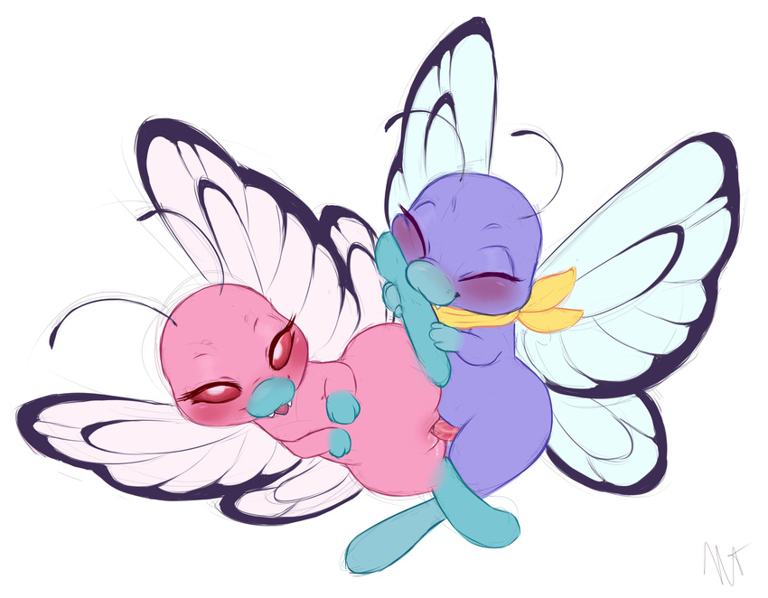 arthropod butterfly butterfree duo eyes_closed female hi_res insect looking_pleasured male male/female melvismd nintendo penetration pok&eacute;mon scarf simple_background smile teeth tongue tongue_out vaginal vaginal_penetration video_games white_background