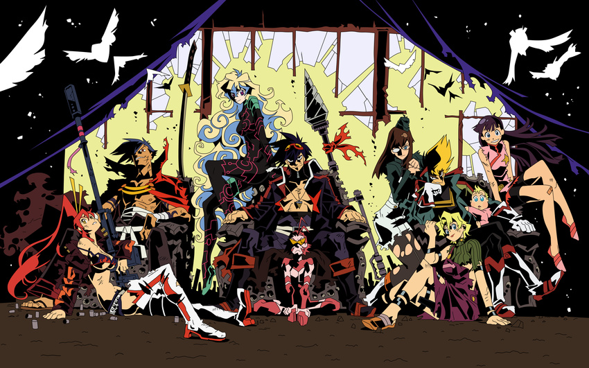 boota gainax kamina kinon kittan kiyal kiyoh nia_teppelin simon tengen_toppa_gurren_lagann vector widescreen yoko_ritona