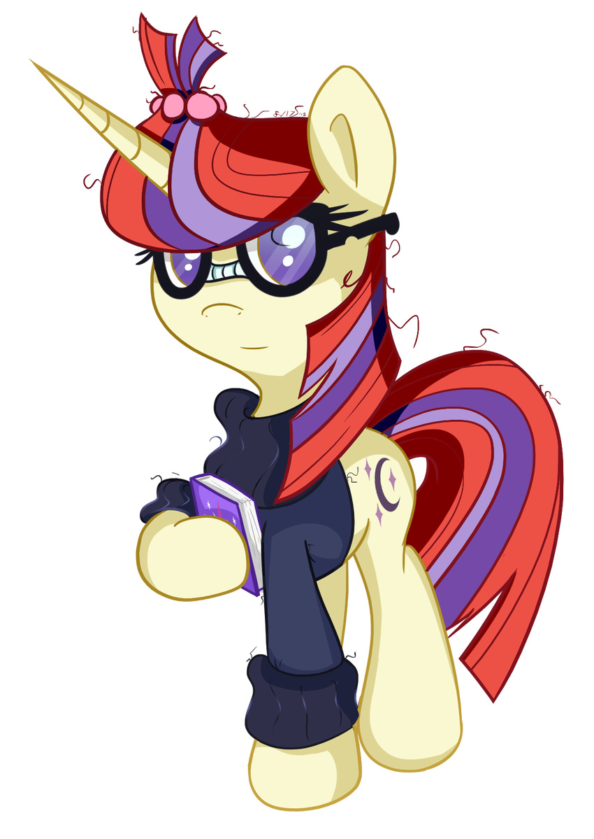 alpha_channel book clothed clothing cutie_mark equine eyelashes eyewear flamevulture17 friendship_is_magic glasses hair hooves horn looking_at_viewer mammal moondancer_(mlp) my_little_pony purple_eyes red_hair sharp_horn simple_background transparent_background unicorn