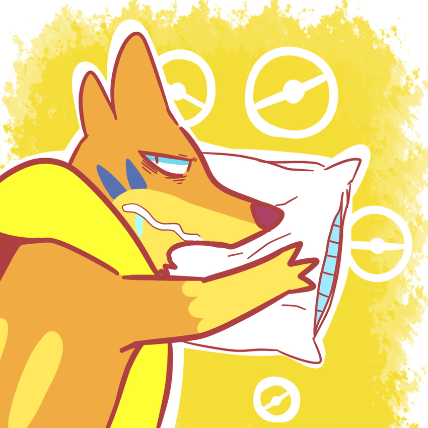 barnabe colaxpepsi drooling feral floatzel fur looking_at_viewer lying male nintendo pillow pok&eacute;mon saliva simple_background sleepy solo video_games