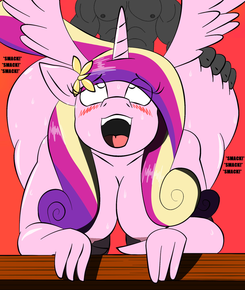 all_fours americananomaly_(artist) anthro big_butt blush breasts butt doggystyle female friendship_is_magic from_behind_position huge_butt male my_little_pony nipples open_mouth princess_cadance_(mlp) sex sweat