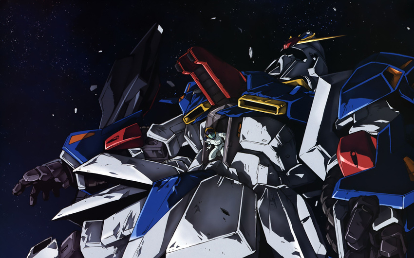 damaged gundam highres mecha solo space wallpaper zeta_gundam zeta_gundam_(mobile_suit)