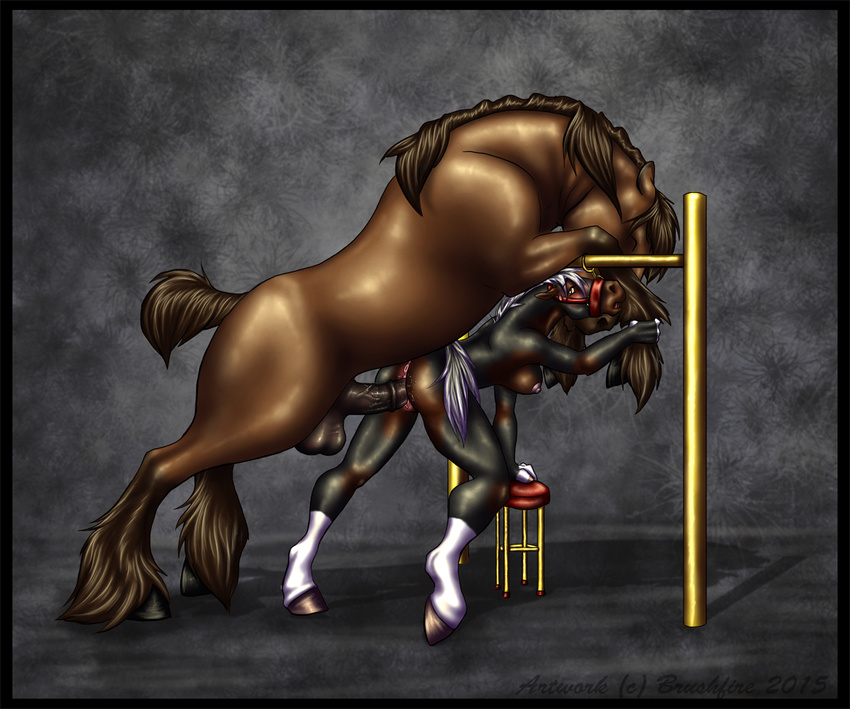 2015 anatomically_correct anatomically_correct_penis animal_genitalia animal_penis anthro anthro_on_feral anus balls bestiality big_penis black_border black_fur border breasts bridle brown_fur brushfire brutus_(valmir) digital_media_(artwork) duo ears_back equine equine_penis eyes_closed feathering female female_on_feral feral from_behind_position fur hooves horse larger_male male male/female mammal mane medial_ring mounting multicolored_fur nipples nude open_mouth penetration penis pink_nipples sex side_boob signature simple_background size_difference smaller_female stool textured_background vaginal vaginal_penetration vein veiny_penis white_fur