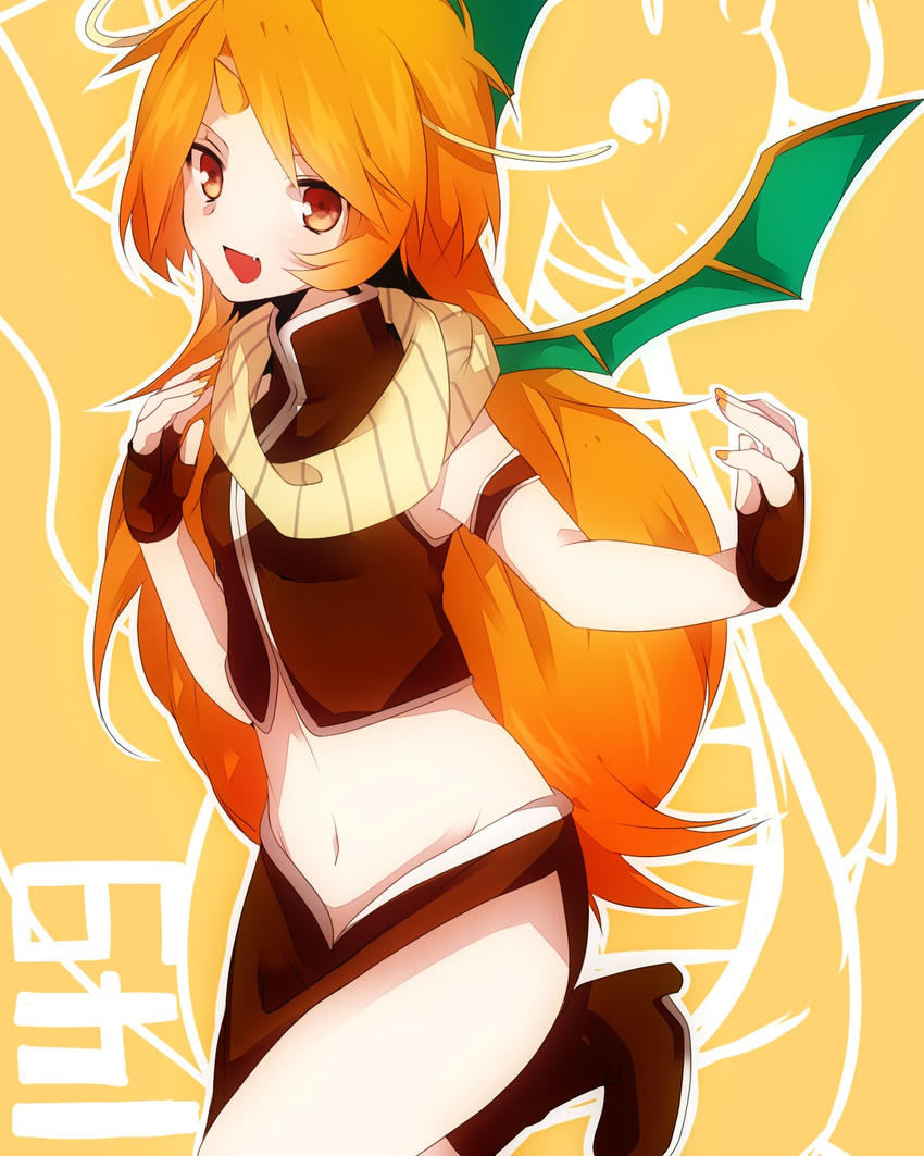 animal_humanoid armpits dragon dragon_humanoid dragonite female horn human humanized humanoid mammal nintendo pok&eacute;mon solo takeshima_(nia) video_games wings