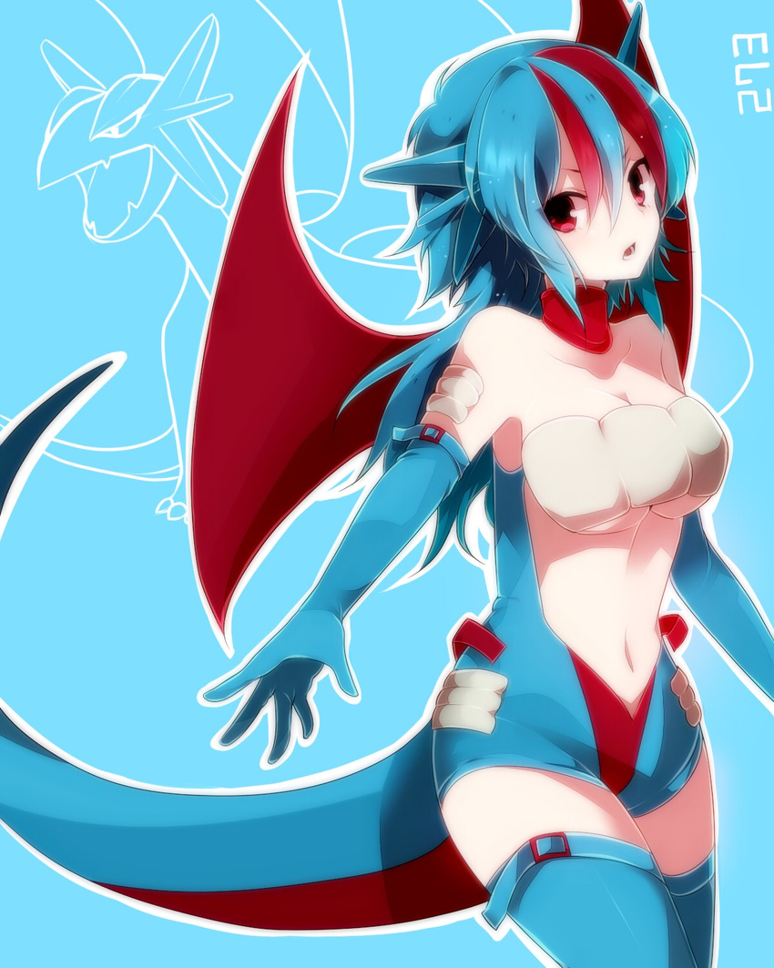 animal_humanoid blue_hair dragon dragon_humanoid female hair human humanized humanoid mammal nintendo pok&eacute;mon salamence solo takeshima_(nia) video_games wings