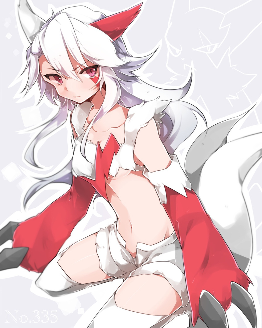 animal_humanoid claws female hair human humanized humanoid mammal nintendo pok&eacute;mon solo takeshima_(nia) video_games white_hair zangoose