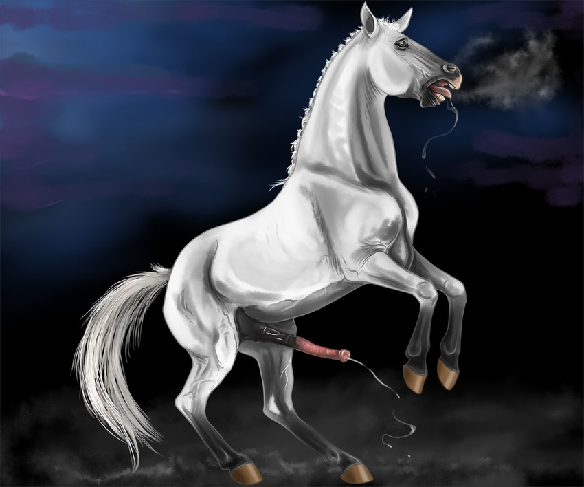 aggressive digital_media_(artwork) equine glans hair horse invalid_tag male mammal penis precum rising solo vermilion888