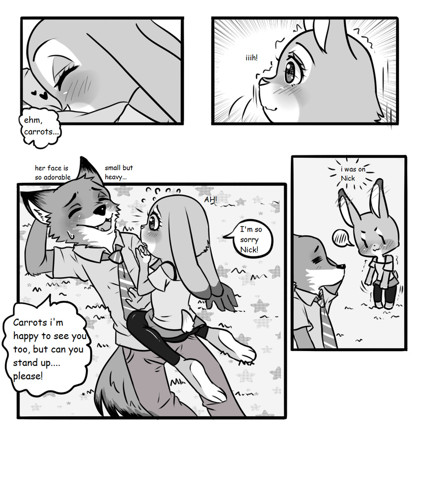 anthro canine clothed clothing comic disney female fox fur judy_hopps lagomorph male mammal nacchan96 nick_wilde rabbit zootopia