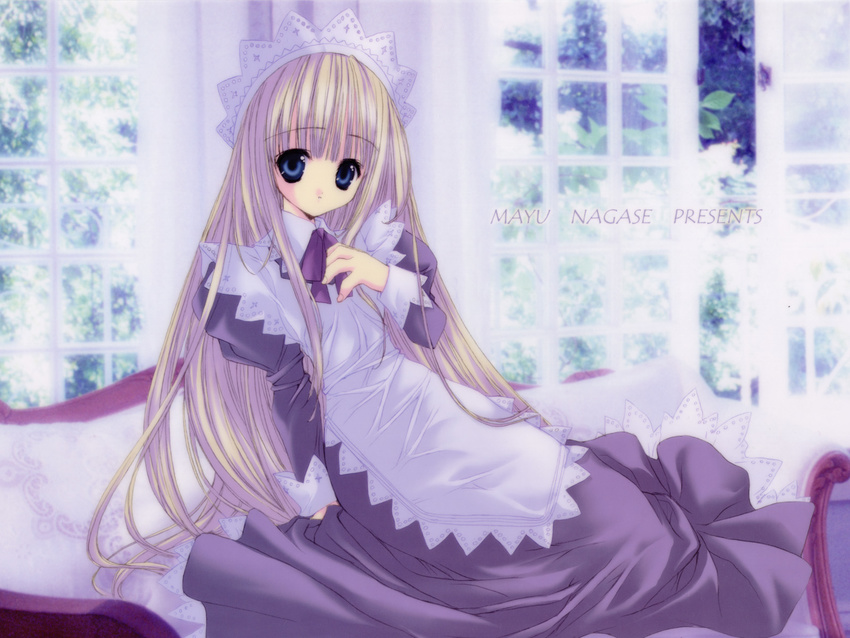 blonde_hair blue_eyes copyright_request hairband highres long_hair maid nanase_aoi solo wallpaper