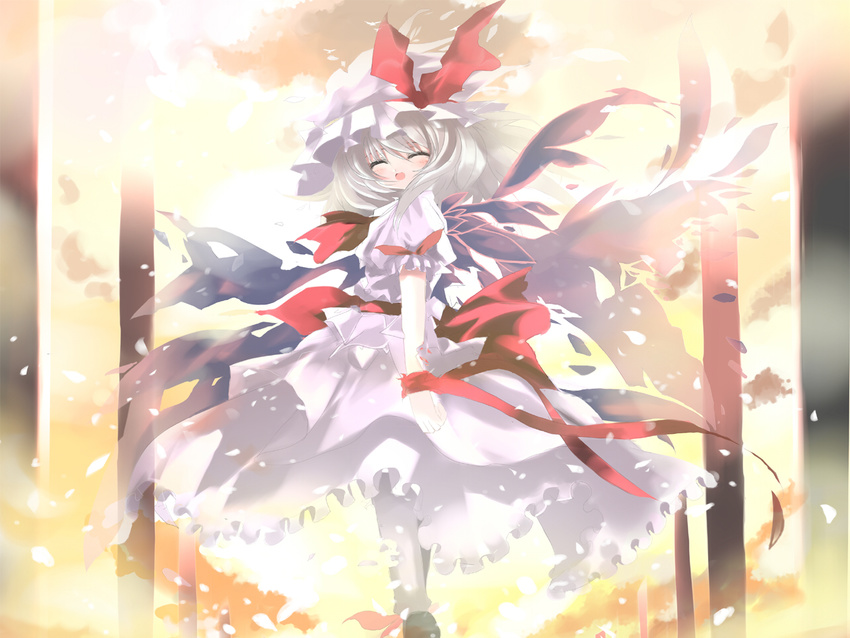 closed_eyes hat remilia_scarlet shino_(eefy) solo touhou wings