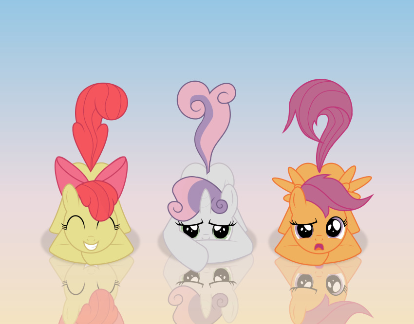 all_fours apple_bloom_(mlp) ass_up cutie_mark_crusaders_(mlp) earth_pony equine eyes_closed female friendship_is_magic group horn horse mammal my_little_pony pegasus_pony pony pose presenting reflection scootaloo_(mlp) simple_background spread_wings suggestive sweetie_belle_(mlp) thelaughingkitsune unicorn wallpaper wing_boner wings
