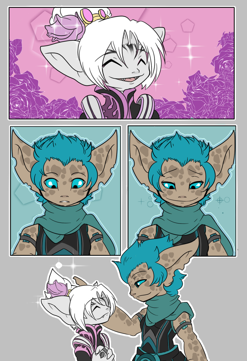 asura comic date dhibb enjoyment expression gaze guild_wars hair happy holding_(disambiguation) humanoid invalid_tag kiar love lover mammal roleplay smile smirk twili_z video_games white_hair