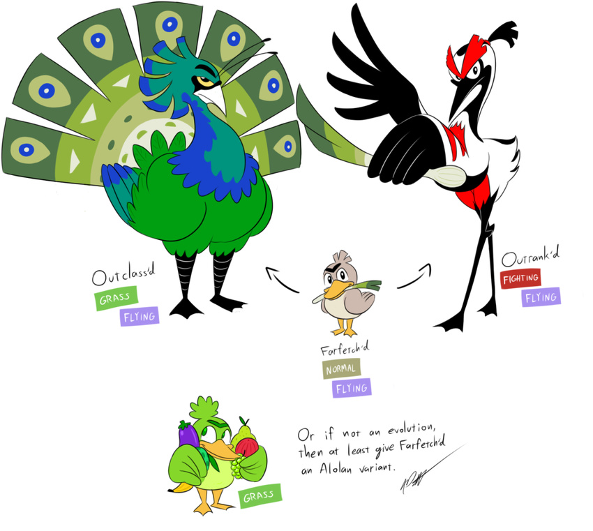 ambiguous_gender avian bird crane duck fak&eacute;mon farfetch'd food fruit nintendo peafowl pok&eacute;mon timoteihiv video_games
