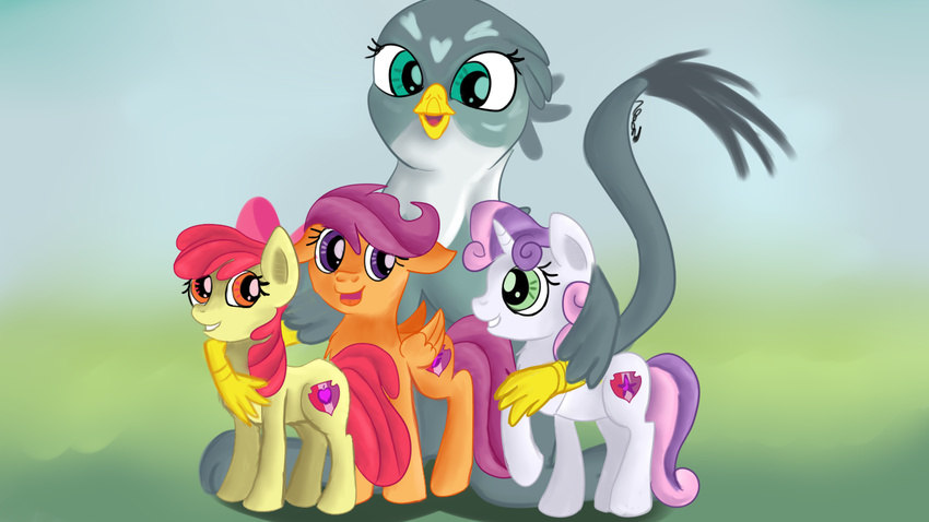 apple_bloom_(mlp) avian cutie_mark cutie_mark_crusaders_(mlp) earth_pony equine female feral friendship_is_magic gabby_(mlp) group gryphon horn horse jbond mammal my_little_pony pegasus pony scootaloo_(mlp) sweetie_belle_(mlp) unicorn wings