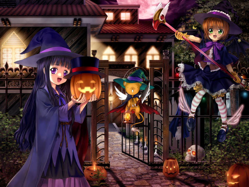 card_captor_sakura daidouji_tomoyo halloween kero kinomoto_sakura moonknives