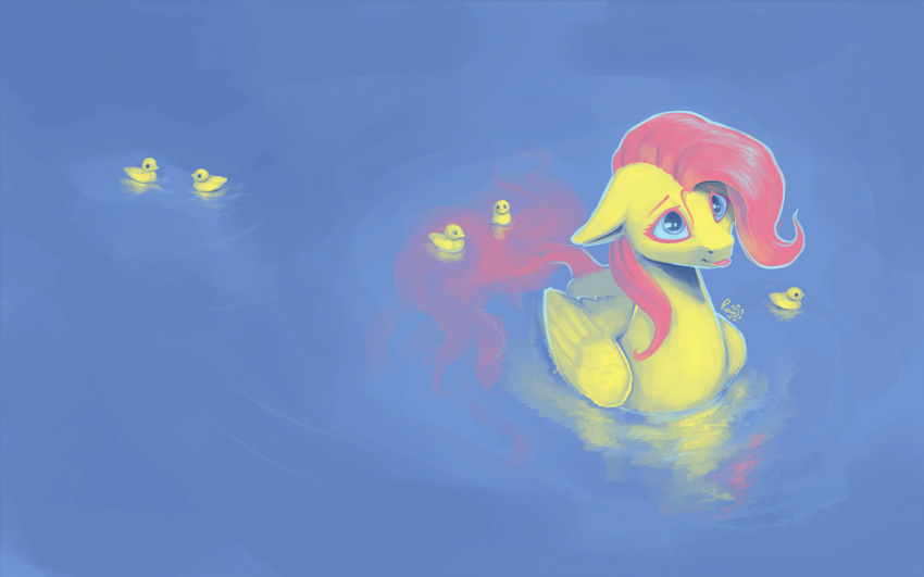 2016 alternate_species animated avian bird cute digital_media_(artwork) duck equine feathered_wings feathers female feral floating fluttershy_(mlp) friendship_is_magic group hair hi_res high-angle_view lake long_hair mammal my_little_pony no_sound outside partially_submerged pegasus pink_hair rain-gear solo_focus theshadowscale tongue tongue_out wallpaper water wings yellow_feathers