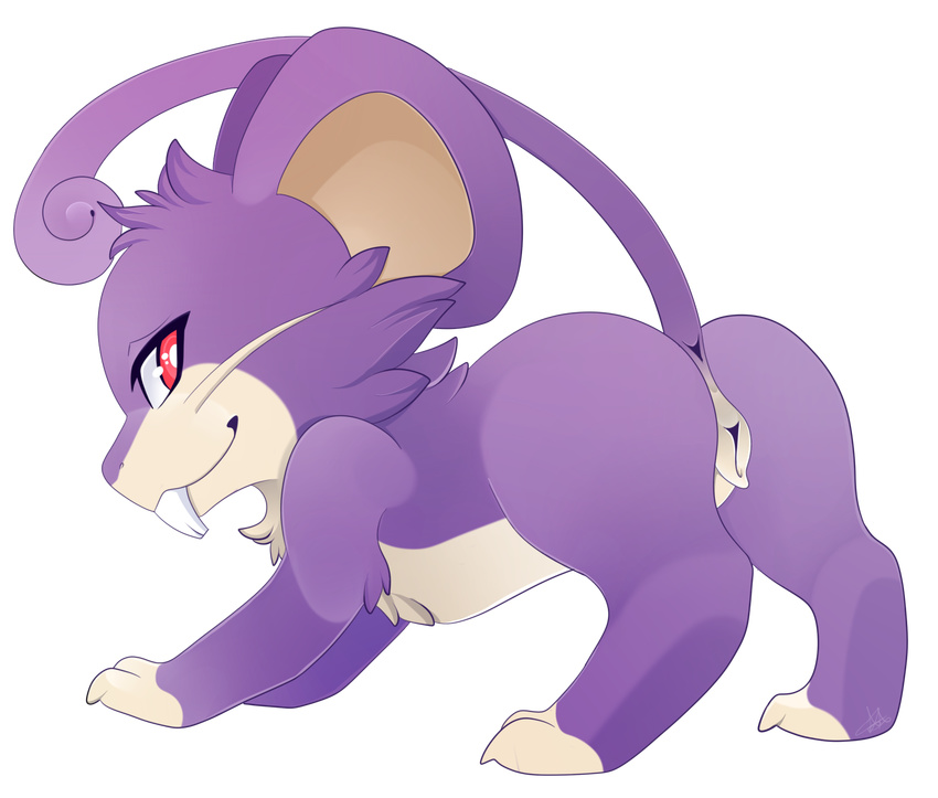 alpha_channel amazonianashe anus buckteeth butt female feral fur hi_res looking_back mammal nintendo pok&eacute;mon presenting presenting_hindquarters purple_fur pussy rattata red_eyes rodent simple_background smile solo teeth transparent_background video_games
