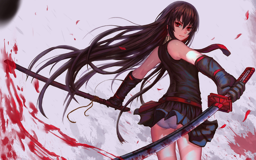 akame akamegakill animegirl blackhair blood girl kawaiiakame kawaiianimegirl panties underwear