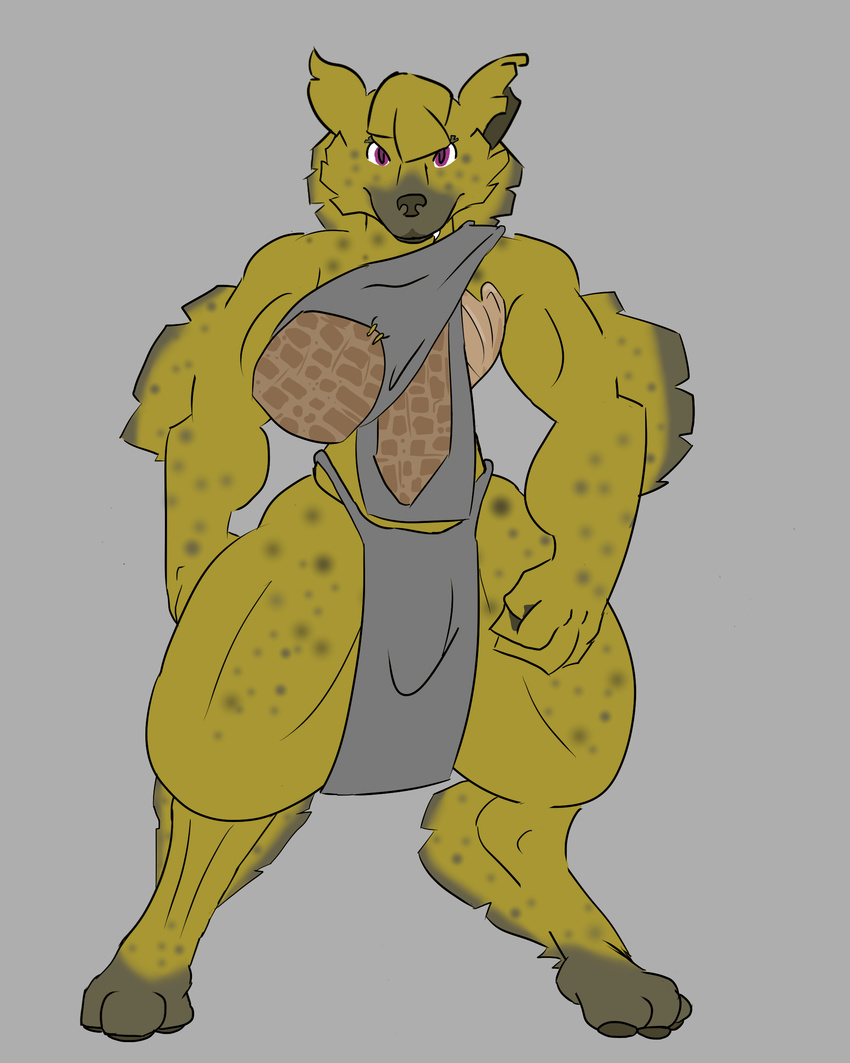 anthro female hyena leather mammal scar shoni simple_background tartaurus wounded