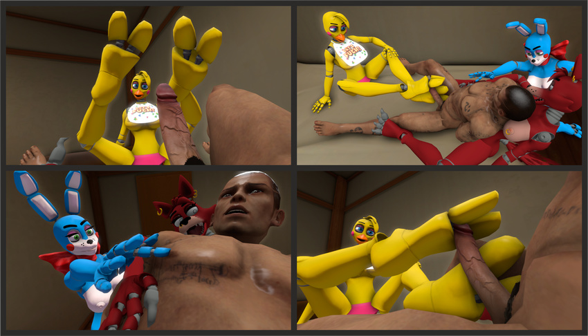 bdsm bondage bound claws domination feet five_nights_at_freddy five_nights_at_freddy's foot_fetish footjob foxy hawkvally mistress paws slave toes toy_bonnie toy_chica video_games