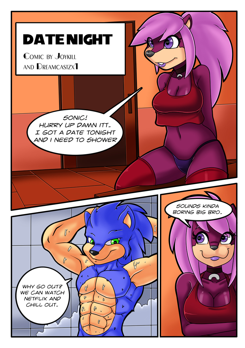 abs armpits breasts comic dreamcastzx1 female hedgehogs joykill male shower sonia_the_hedgehog sonic_(series) sonic_the_hedgehog sonic_underground