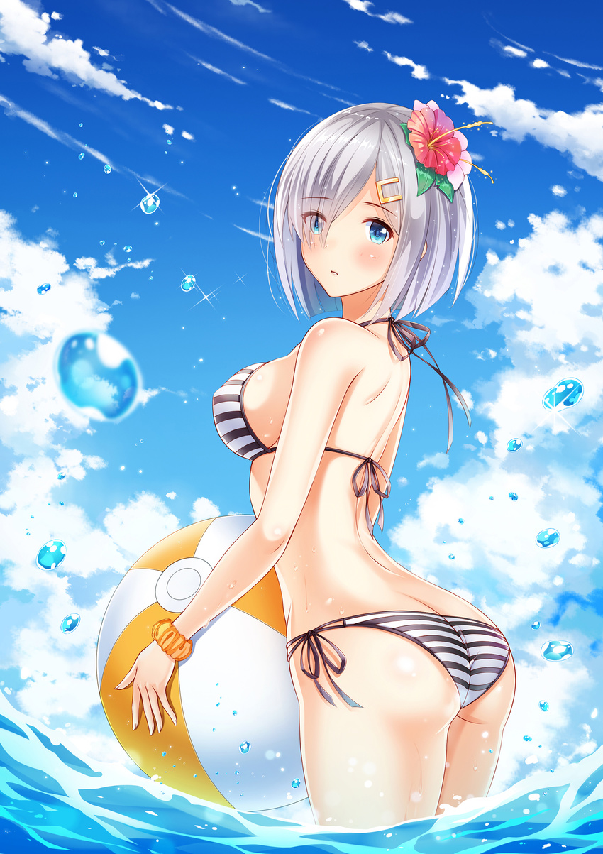 ass bikini hamakaze_(kancolle) kantai_collection ltt_challenger swimsuits wet